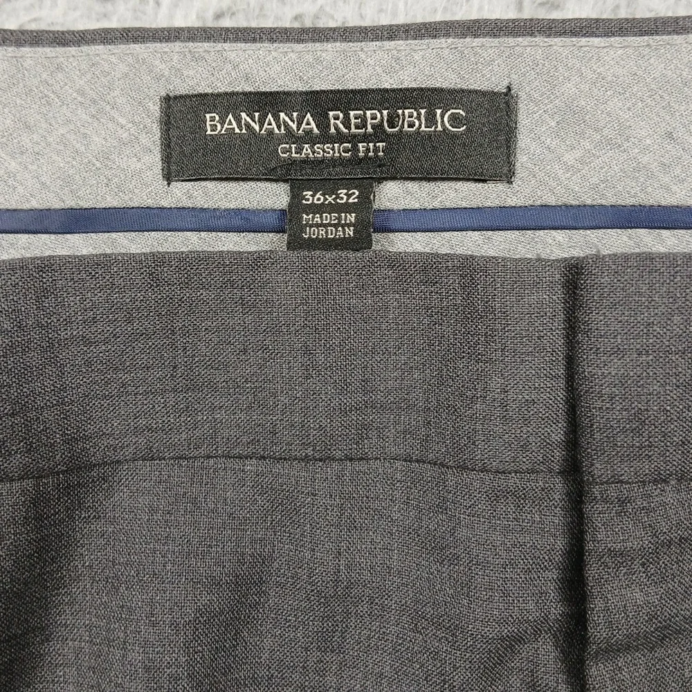 Banana Republic Dress Pants Mens‎ 36x32 Gray Wool Classic Fit Work